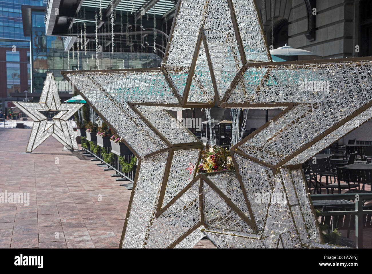Denver, Colorado - decorazioni di Natale presso la Union Station. Foto Stock