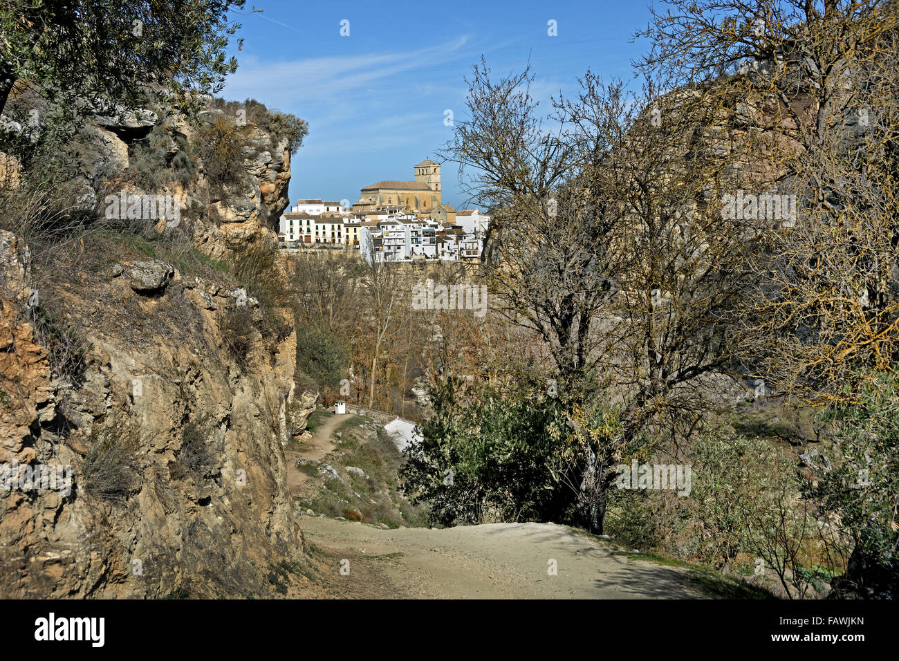 A Alhama de Granada ( vista sopra la gola del rio alhama ) 1482 la città fortezza fu preso dal Sultanato moresco ) spagnolo spagna Andalusia Foto Stock