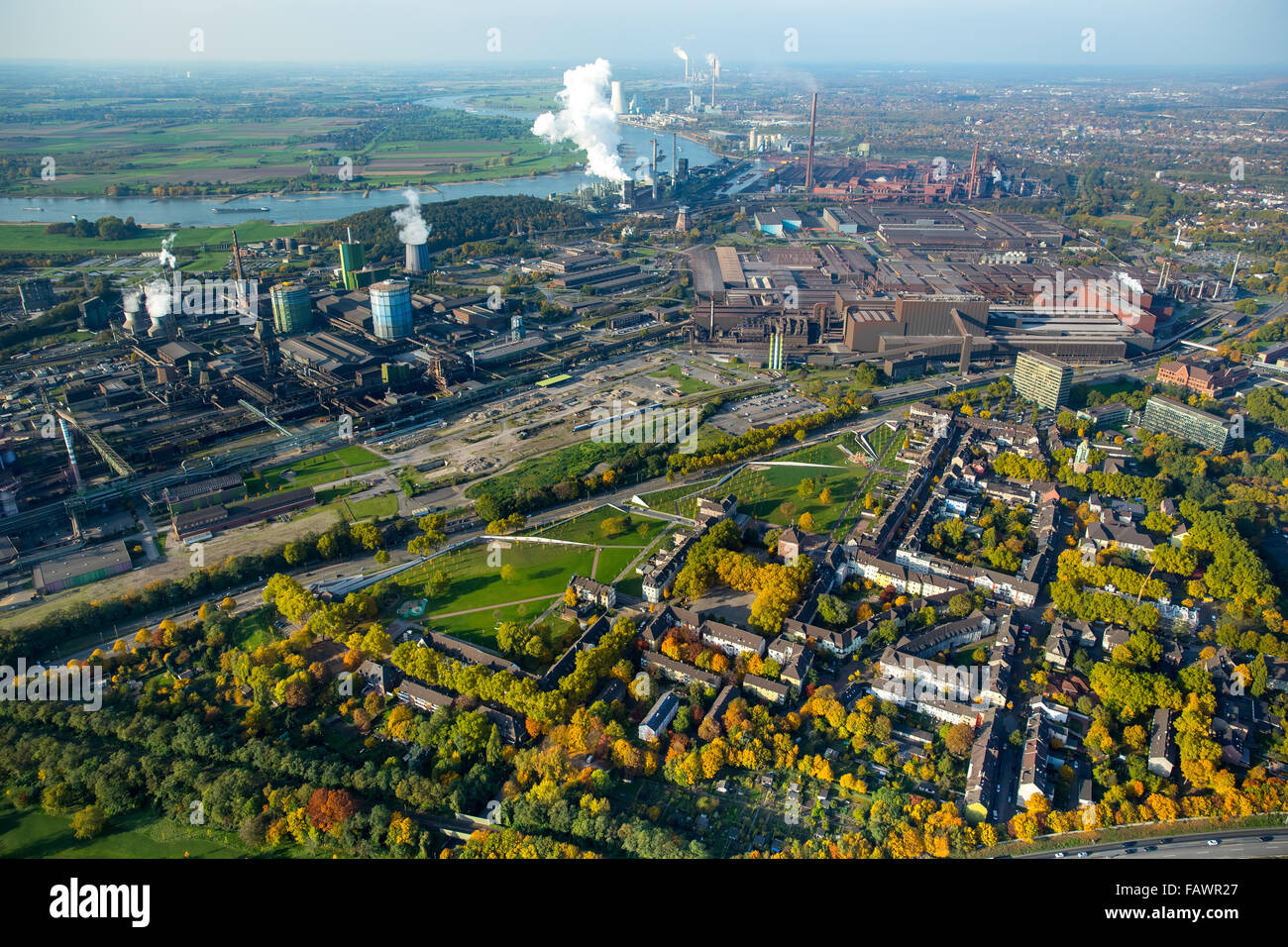 Thyssen Krupp acciaio, altoforno, industria pesante, altoforno, Reno, la cintura verde nord, Bruckhausen e Beeck, Meiderich Foto Stock