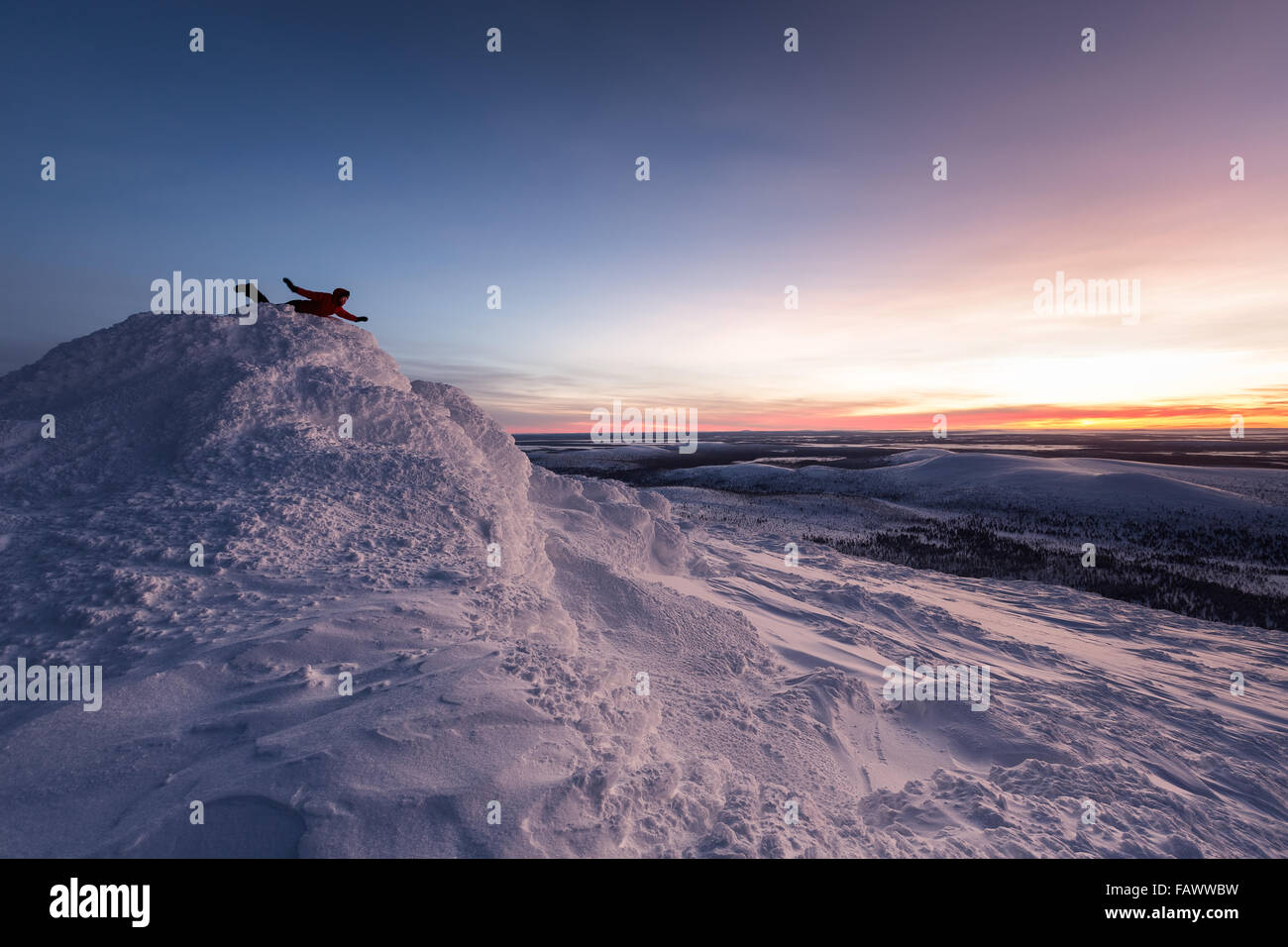 In occasione del vertice di Sokosti cadde in Urho Kekkonen national park, Sodankylä, Lapponia, Finlandia, Europa, UE Foto Stock