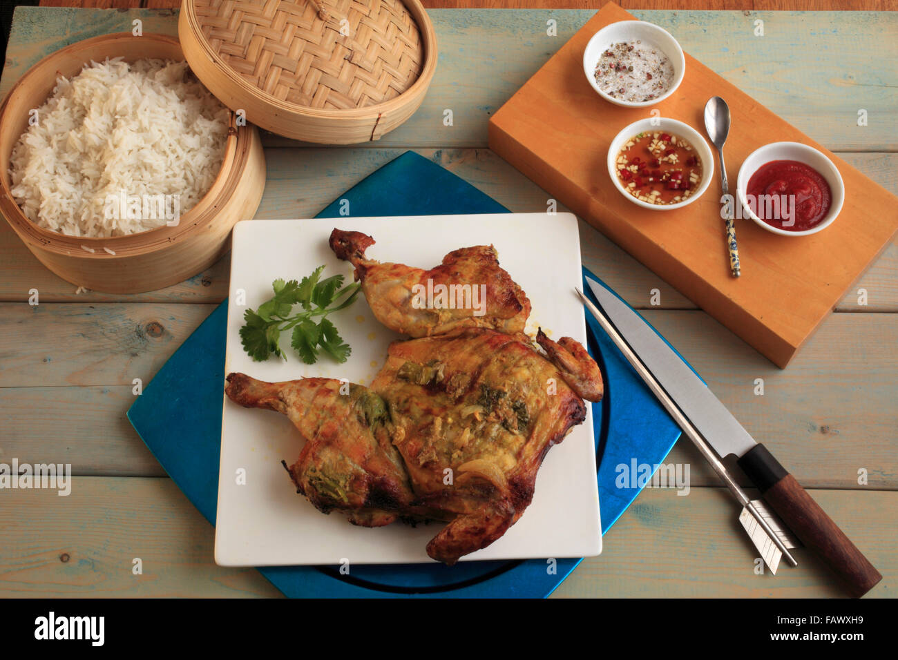 Thai-Lao marinata di pollo alla griglia Foto Stock