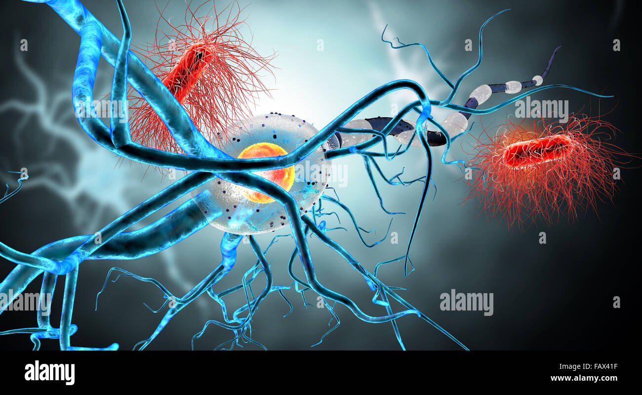 Le cellule nervose, concetto per malattie neurologiche, tumori e chirurgia cerebrale. Foto Stock