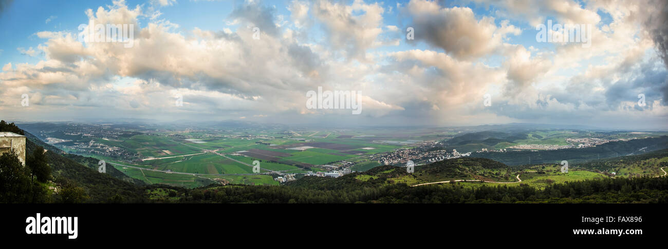 Il monte Carmelo e la valle di Jezreel; Israele Foto Stock
