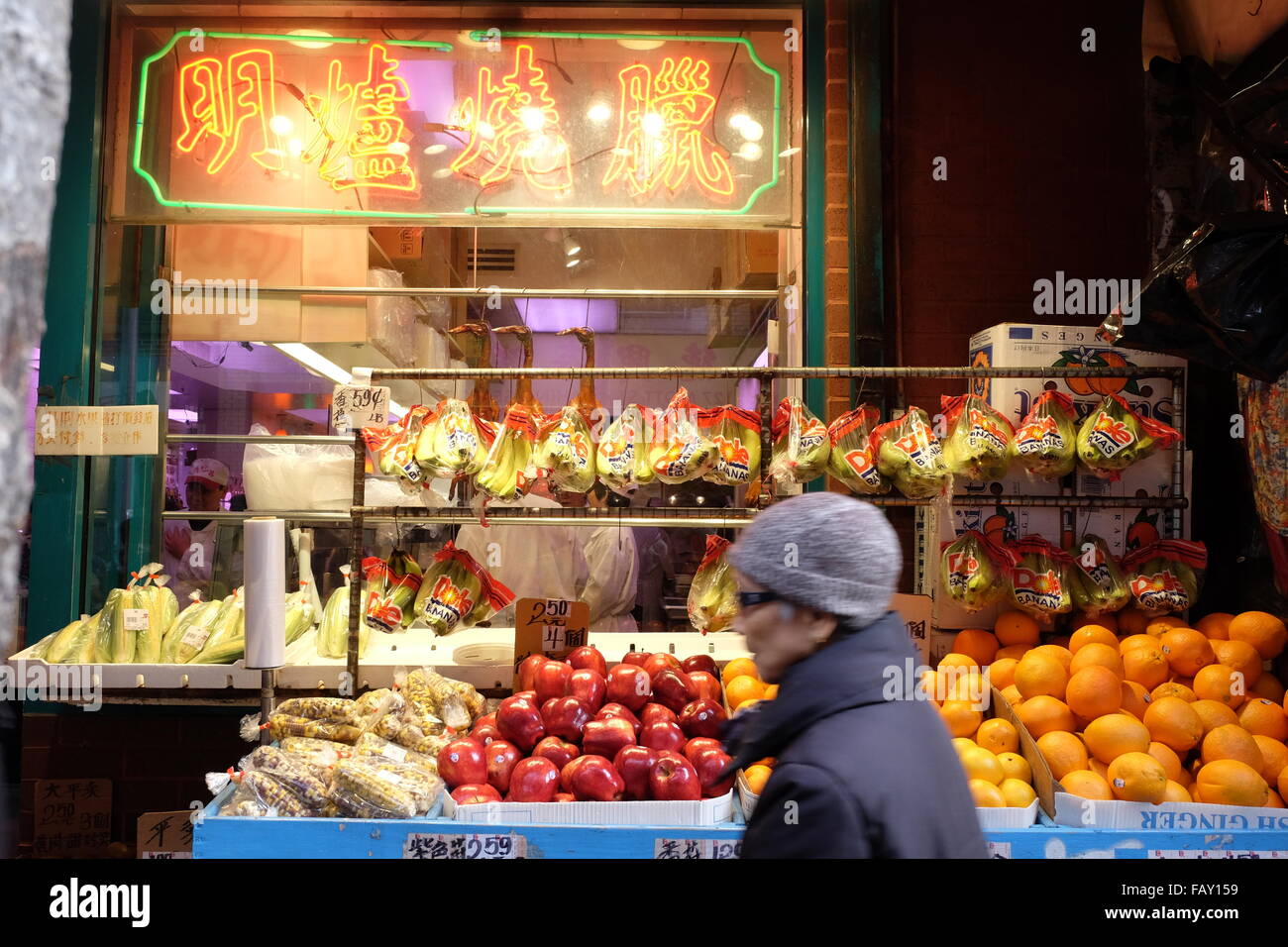 Frutta stand in China town, new york photo da jen lombardo Foto Stock