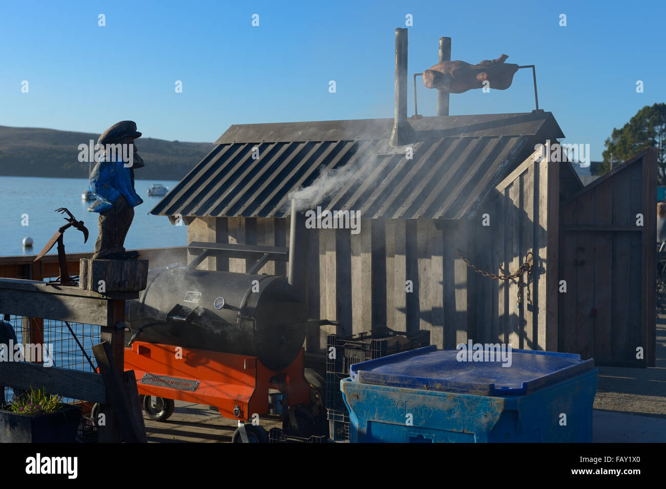 La Marin Oyster Company / Marshall Store presso la splendida Tomales Bay, Marshall CA Foto Stock