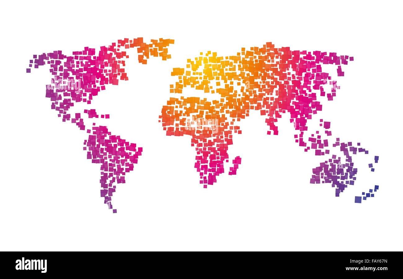 Mappa mondo piazze gradiente di colore Illustrazione Vettoriale Mappa mondo piazze gradiente di colore Illustrazione Vettoriale