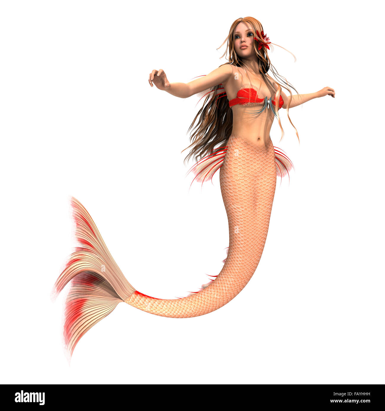 3D render digitale di una fantasia mermaid isolati su sfondo bianco Foto Stock 3D render digitale di una fantasia mermaid isolati su sfondo bianco Foto Stock
