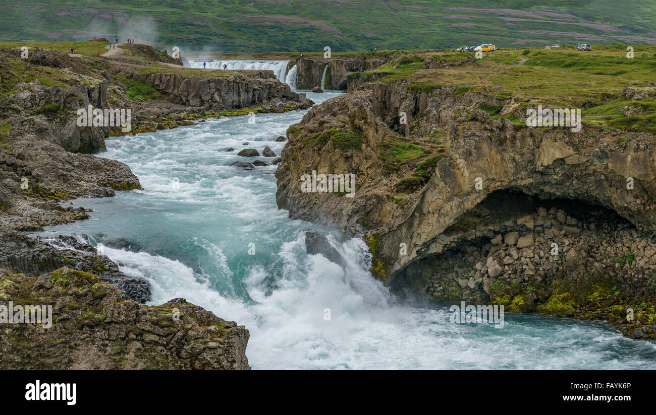 Cascate Godafoss, Skjalfandafljot river, Islanda Foto Stock