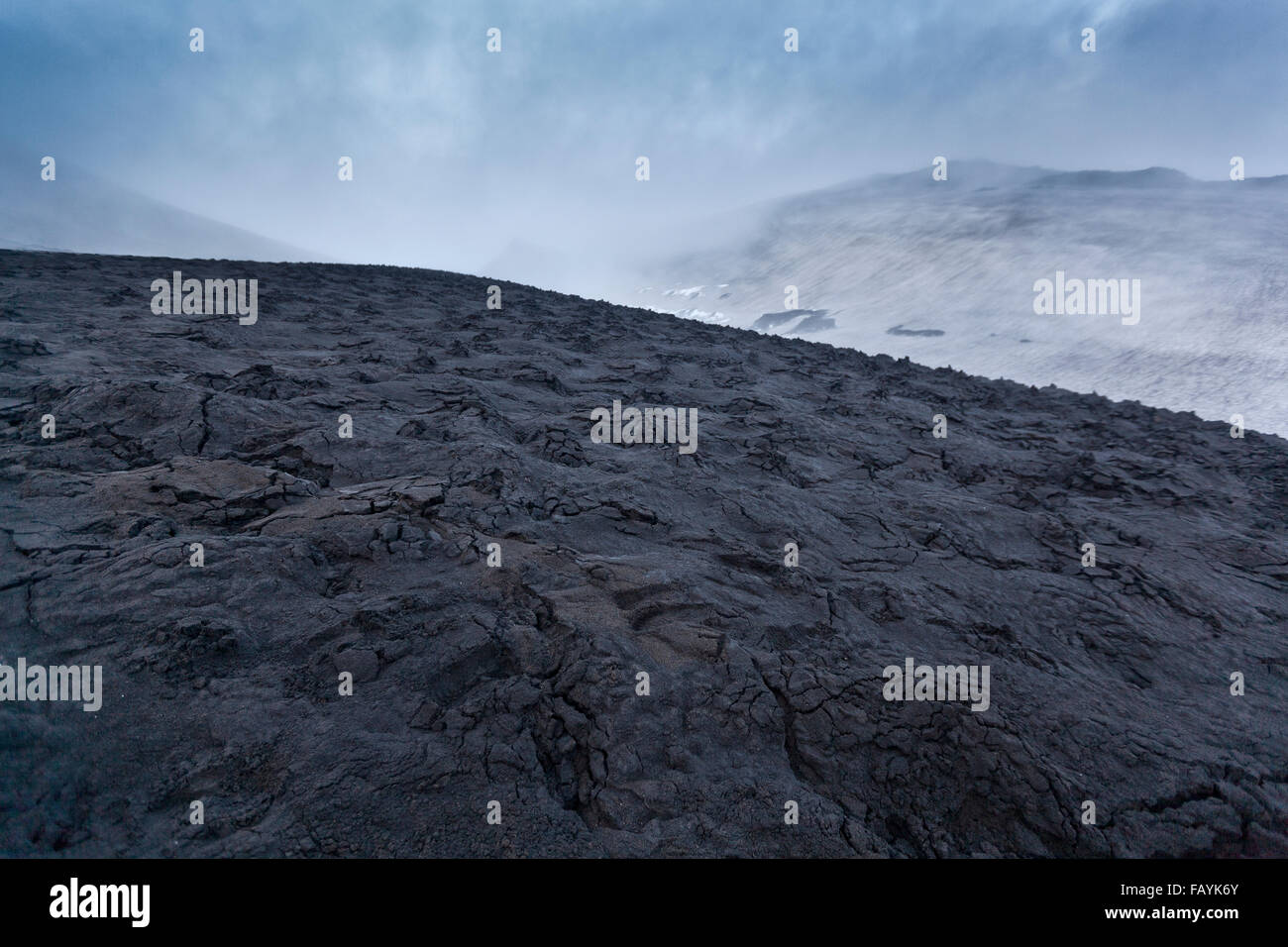 Nuovo campo di lava, Fimmvorduhals, Islanda Foto Stock
