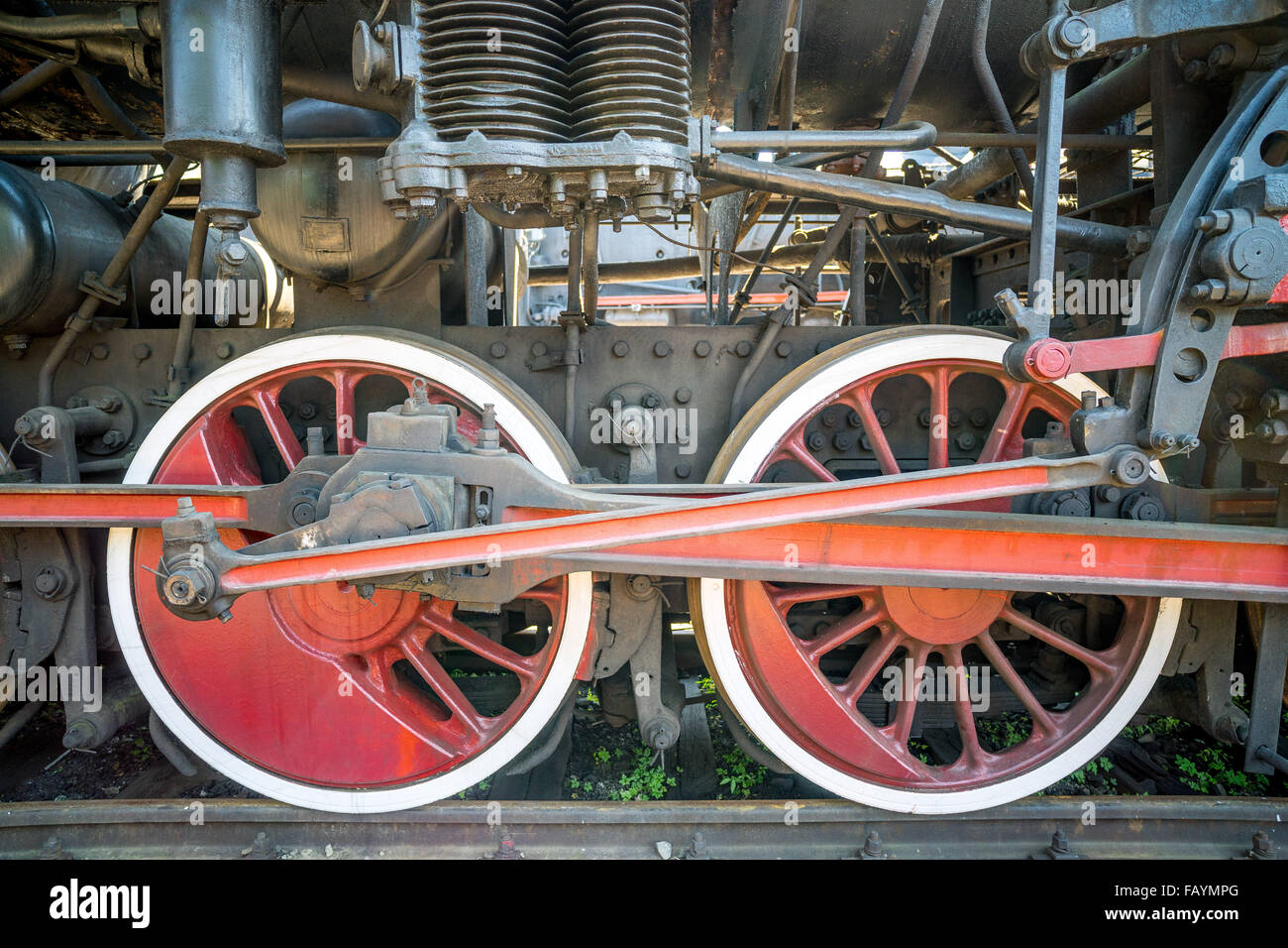 Ruote e meccanismo di propulsione del locomotore Foto Stock