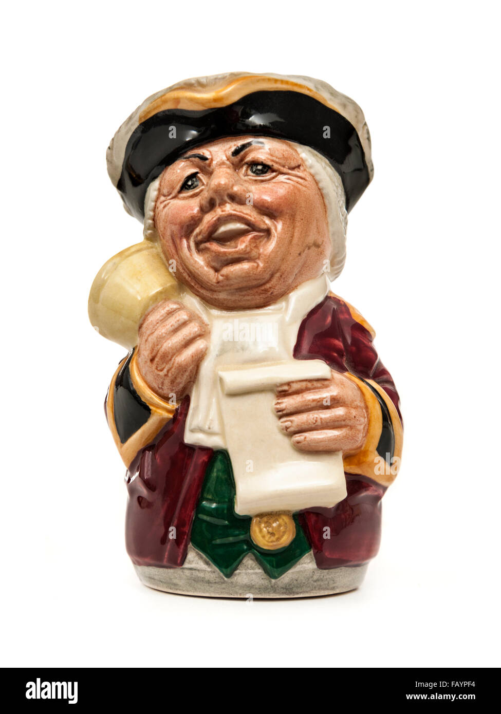 Vintage Toby carattere / caraffa (D6713) 'Mr tonsille, il Town Crier' dal Royal Doulton. Progettato da William K. Harper. Foto Stock