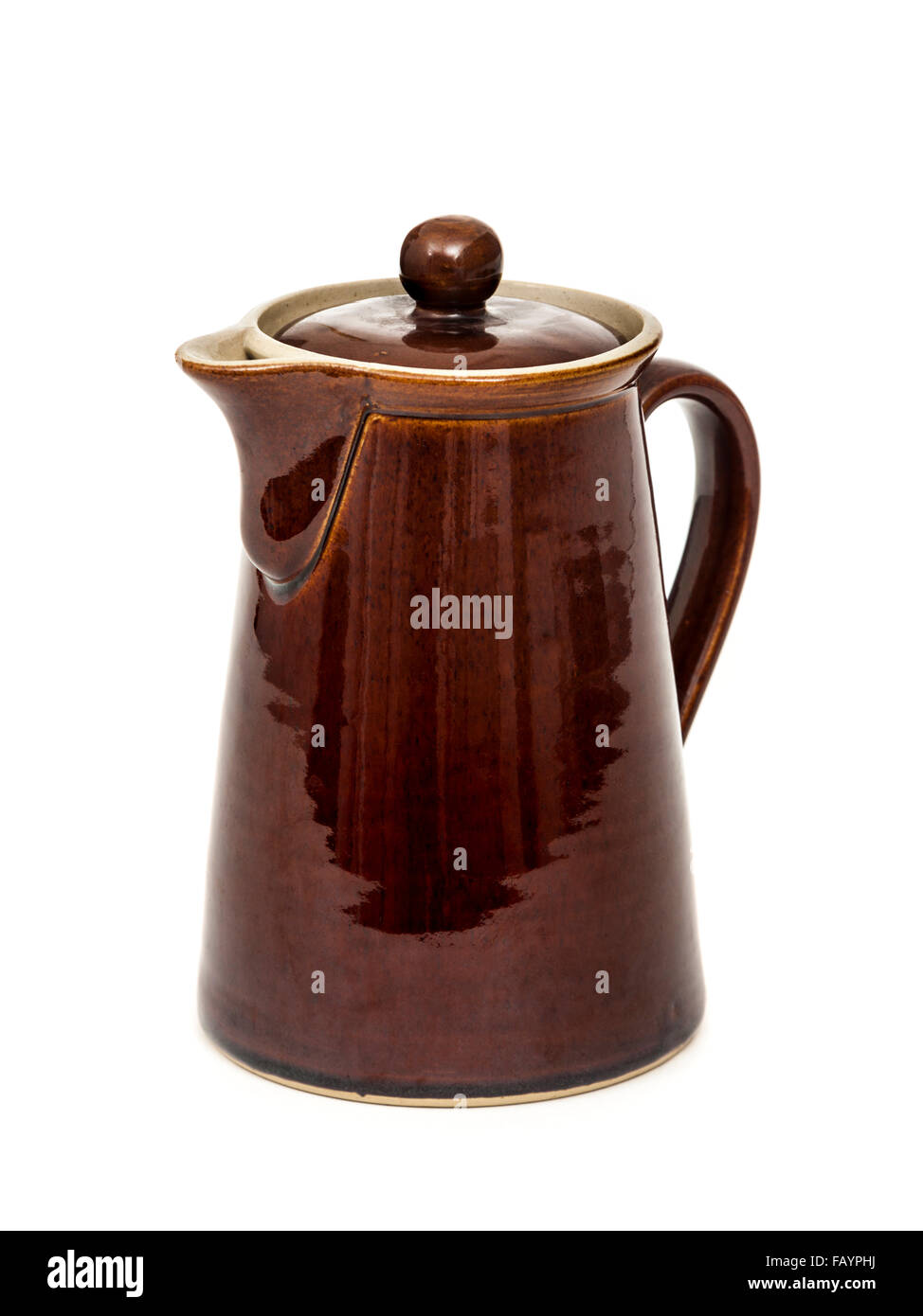 Denby Pottery (Bourne) vintage anni cinquanta brown porcellanato smaltato 2pt lidded POT del caffè Foto Stock