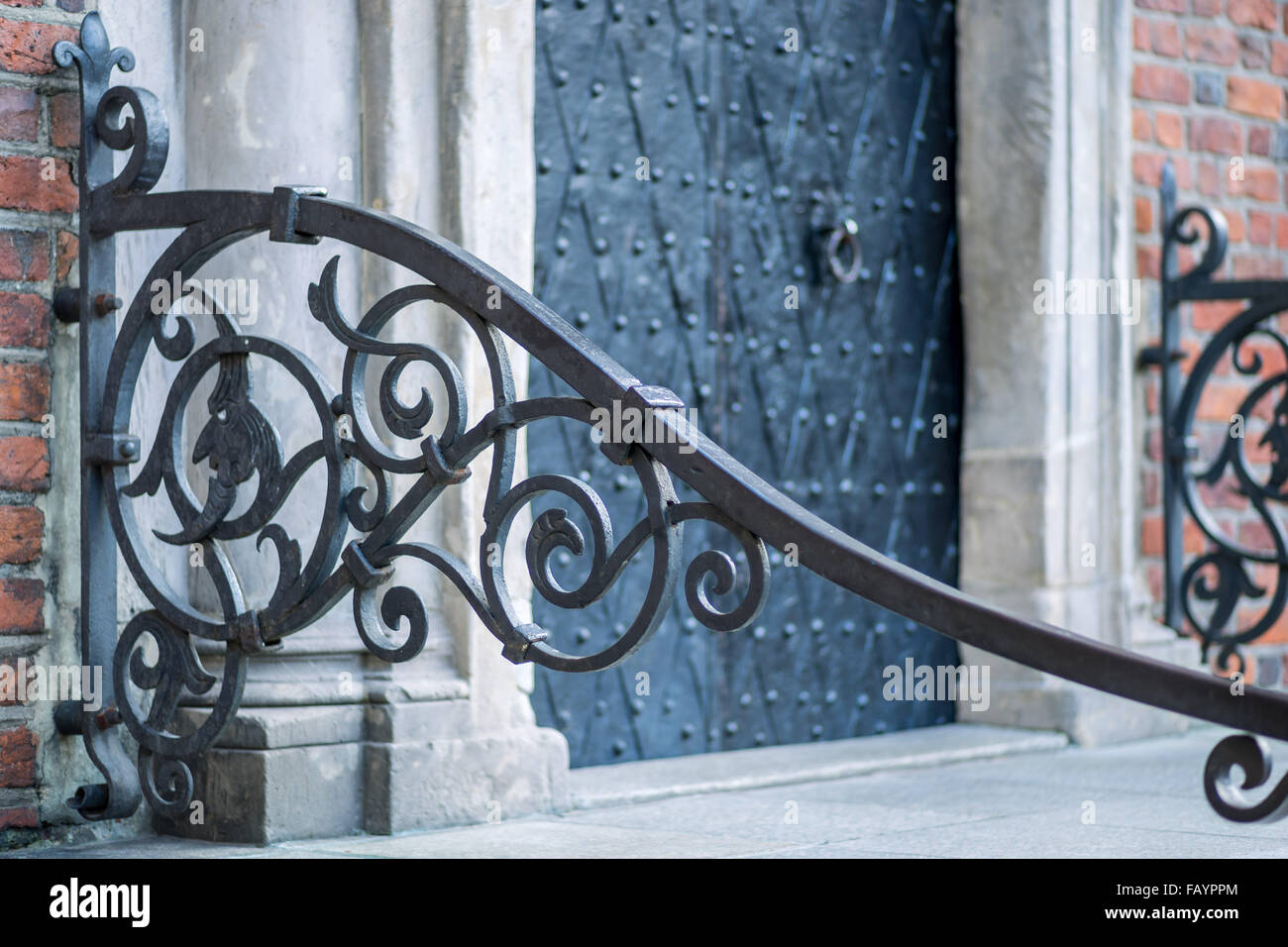 Ornamentali ringhiera di ferro vecchio Municipio Wroclaw Foto Stock