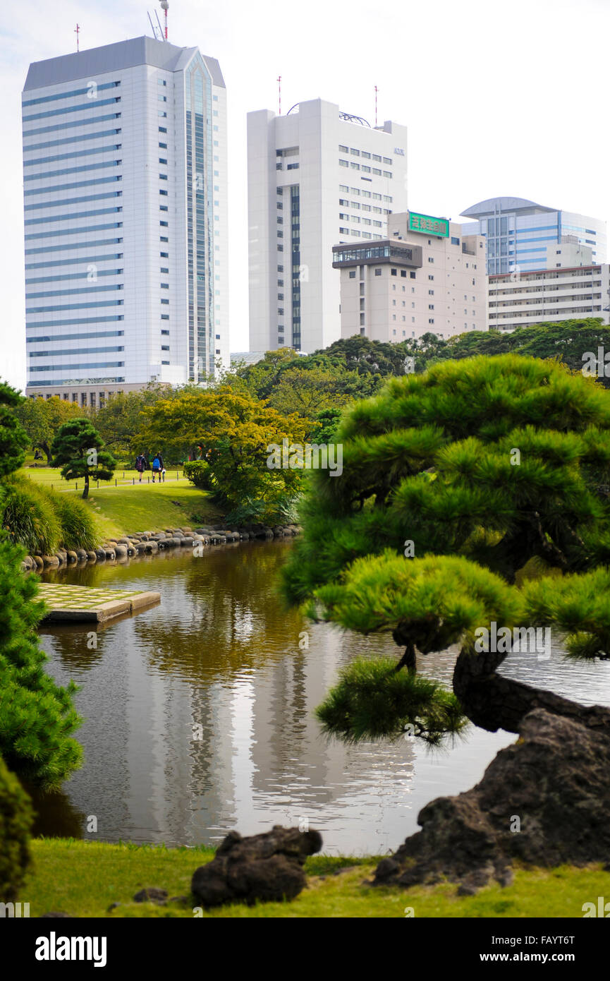 Giardini Hama-Rikyu, Shimbashi, Tokyo, Giappone Foto Stock