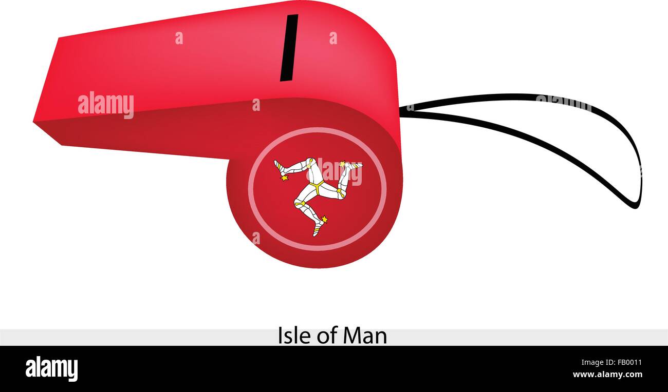 Una illustrazione di tre gambe blindati con Speroni d'oro su un campo rosso dell'Isola di Man bandiera su un fischio, il concetto di sport Illustrazione Vettoriale