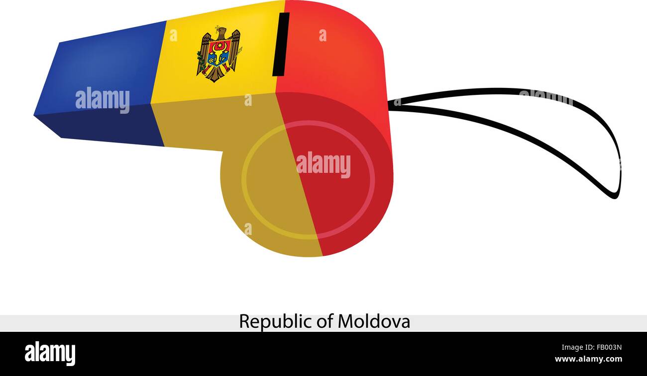 Uno stemma su una verticale blu, giallo e rosso bande della Repubblica di  Moldavia bandiera su un fischio, il concetto di sport e di Poli Immagine e  Vettoriale - Alamy
