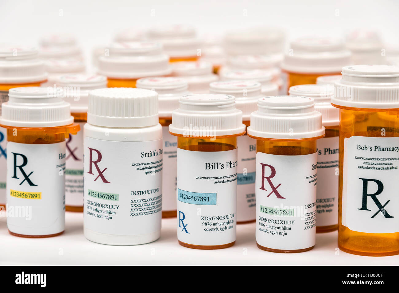 Rx medicina di prescrizione di bottiglie Foto Stock