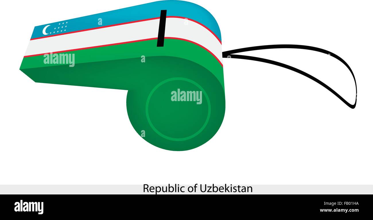 Una mezzaluna e dodici stelle su piani orizzontali blu, bianco e verde di bande, separati da due strette strisce rosse della Repubblica di Uz Illustrazione Vettoriale