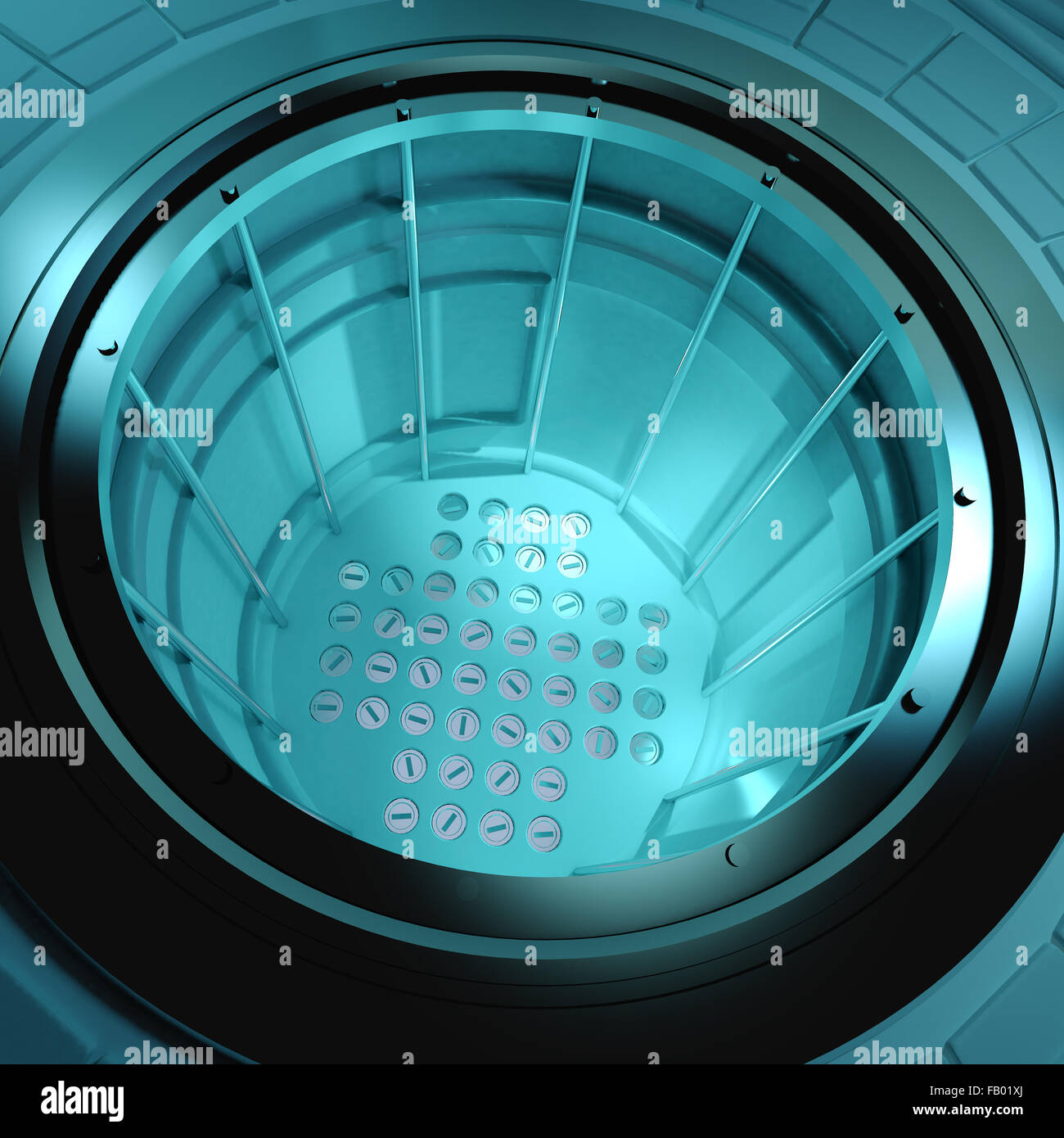3D render di un reattore nucleare core Foto Stock