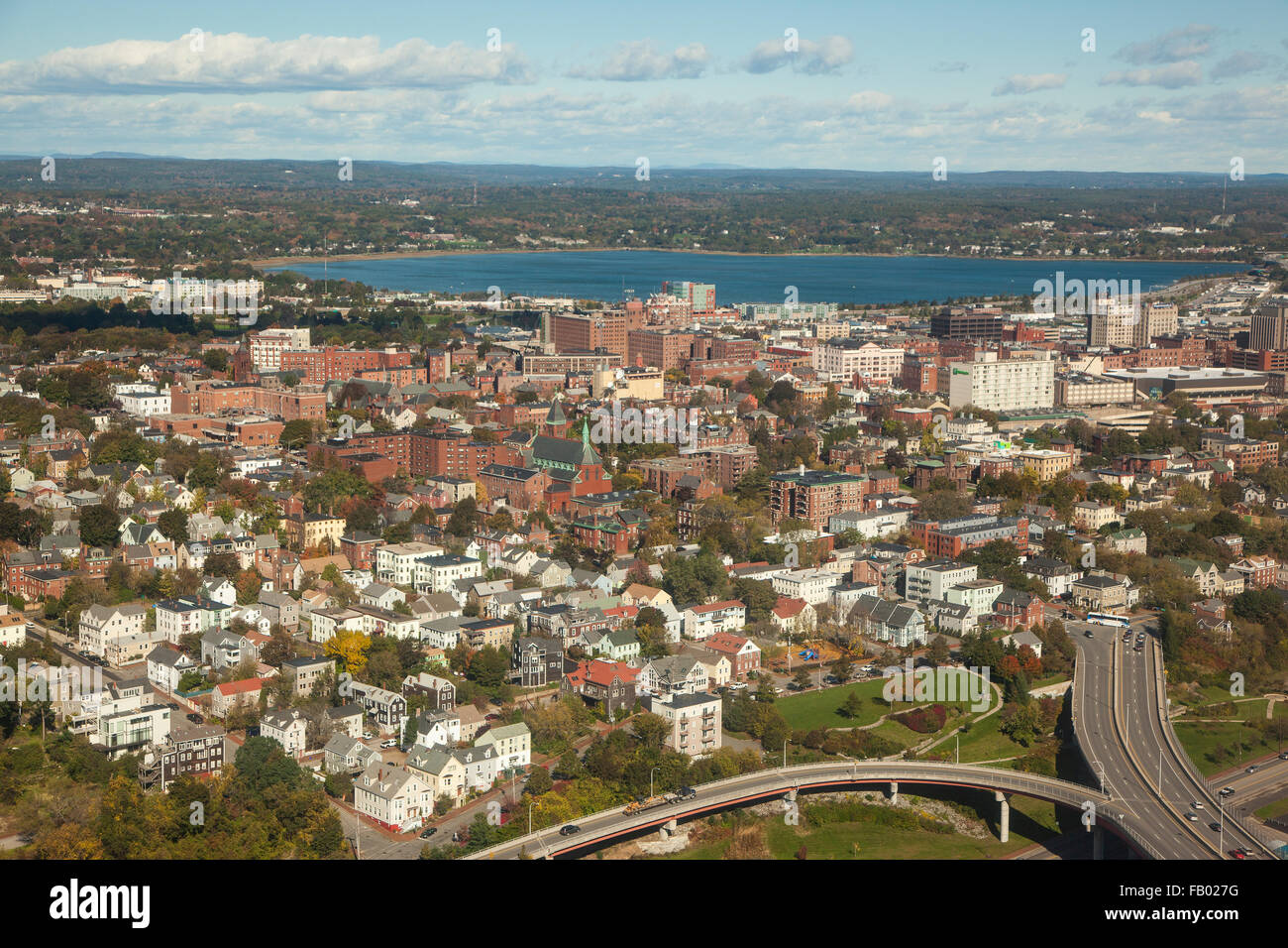 Vista aerea di Portland, Maine in Nuova Inghilterra Foto Stock