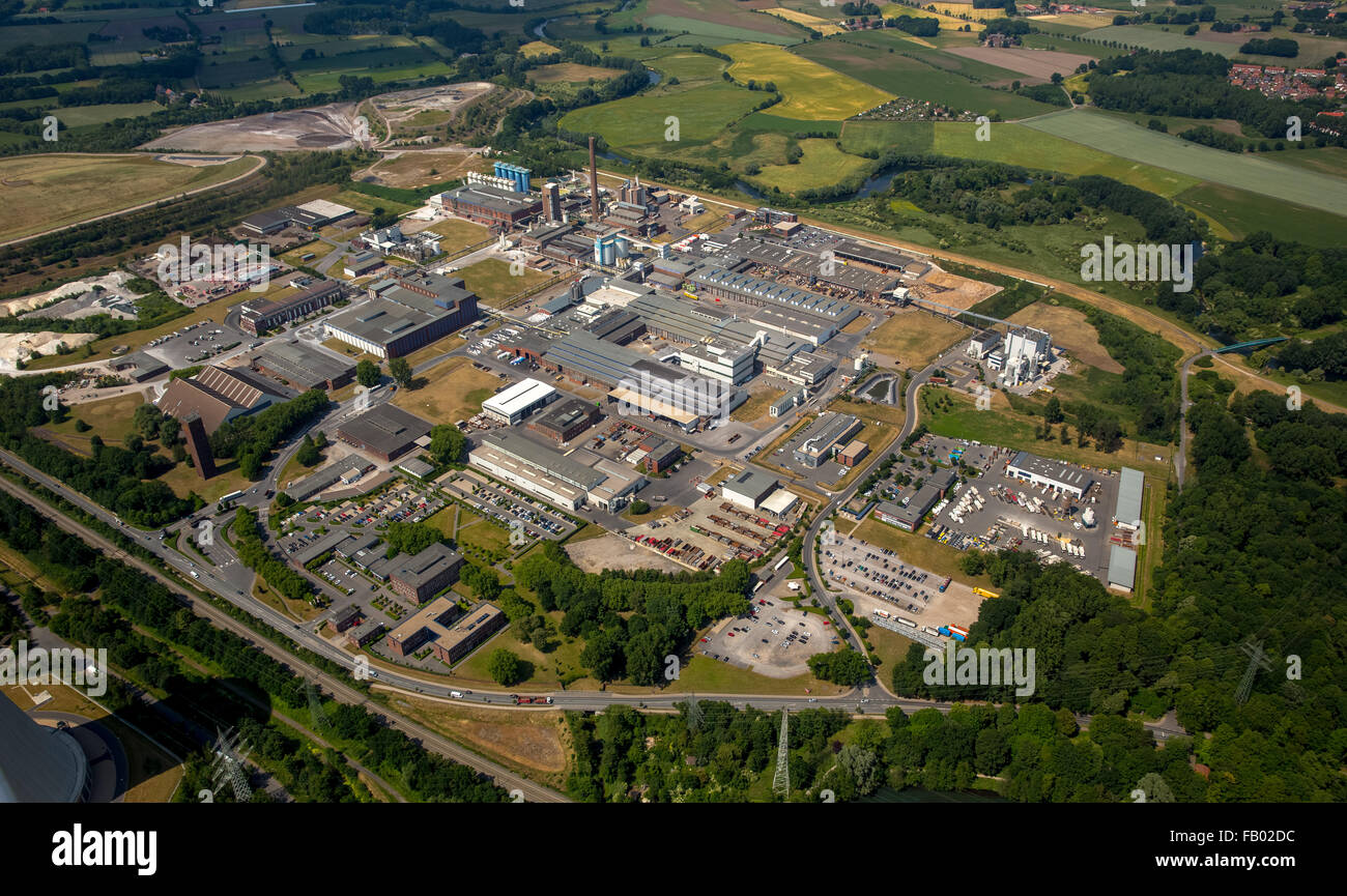 Vista aerea, rame Aurubis Road, Aurubis - Rame e riciclaggio, Aurubis è uno dei principali produttori di rame, Luenen, Foto Stock