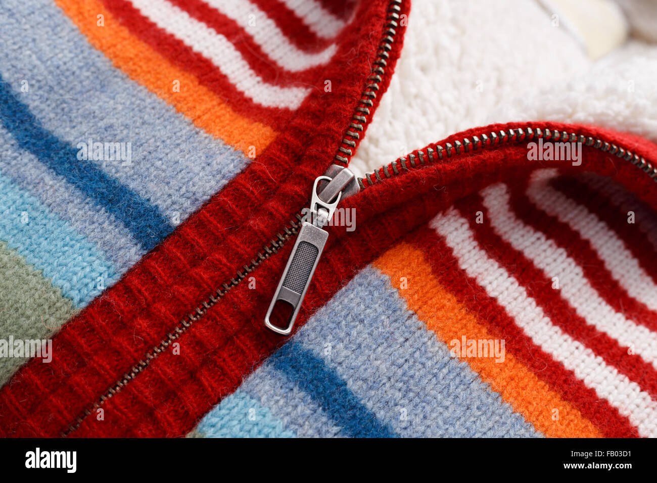 Maglia di lana felpa con cerniera lampo closeup Foto Stock