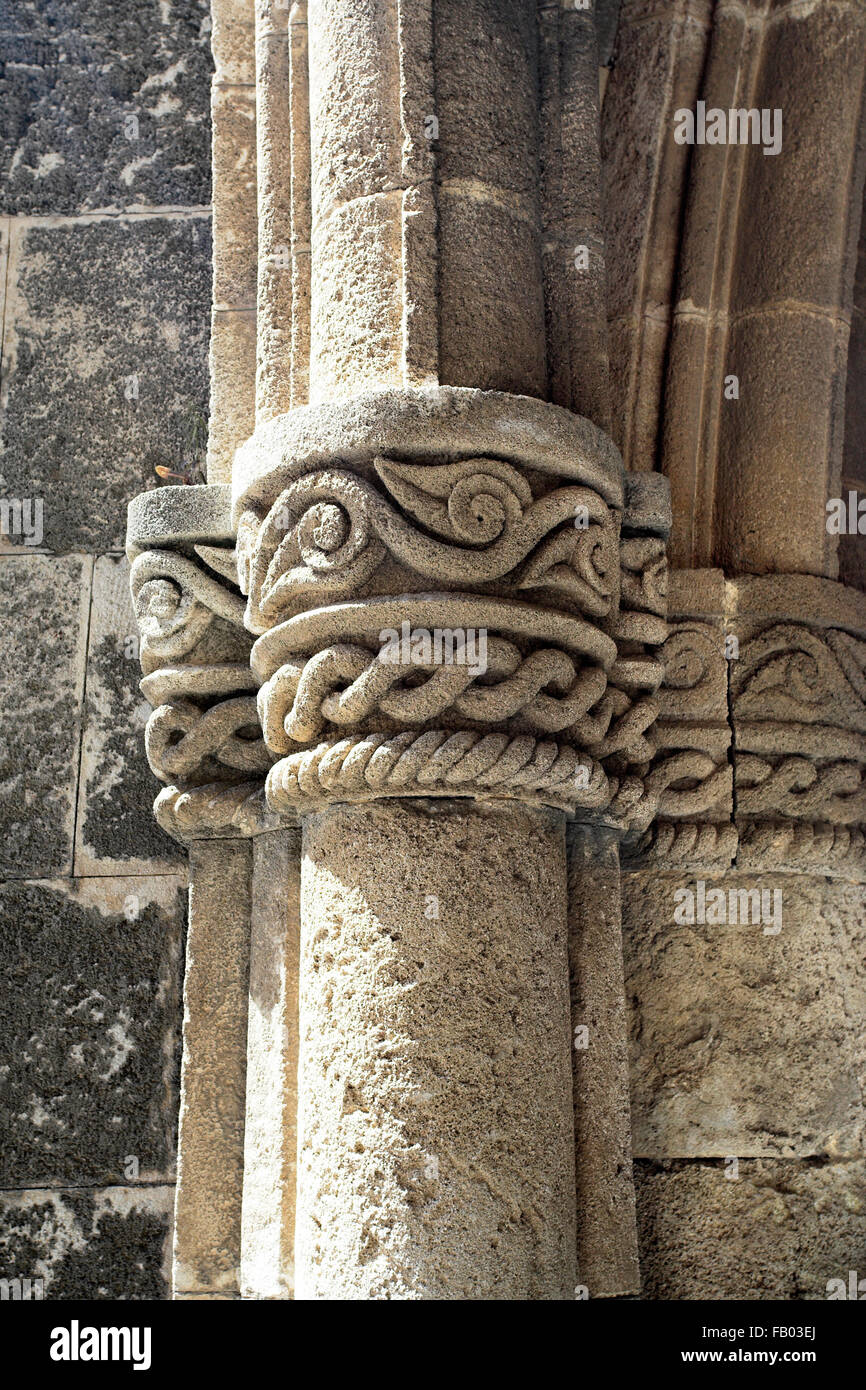 Storico architettonico dettaglio, città vecchia di Rodi, Dodecanneso isole, Grecia Foto Stock
