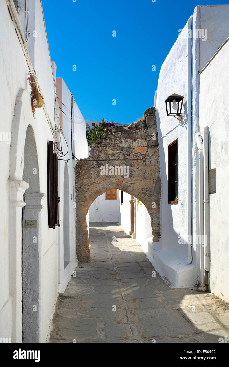 Città vecchia di Lindos Isola di Rodi, Grecia Foto Stock