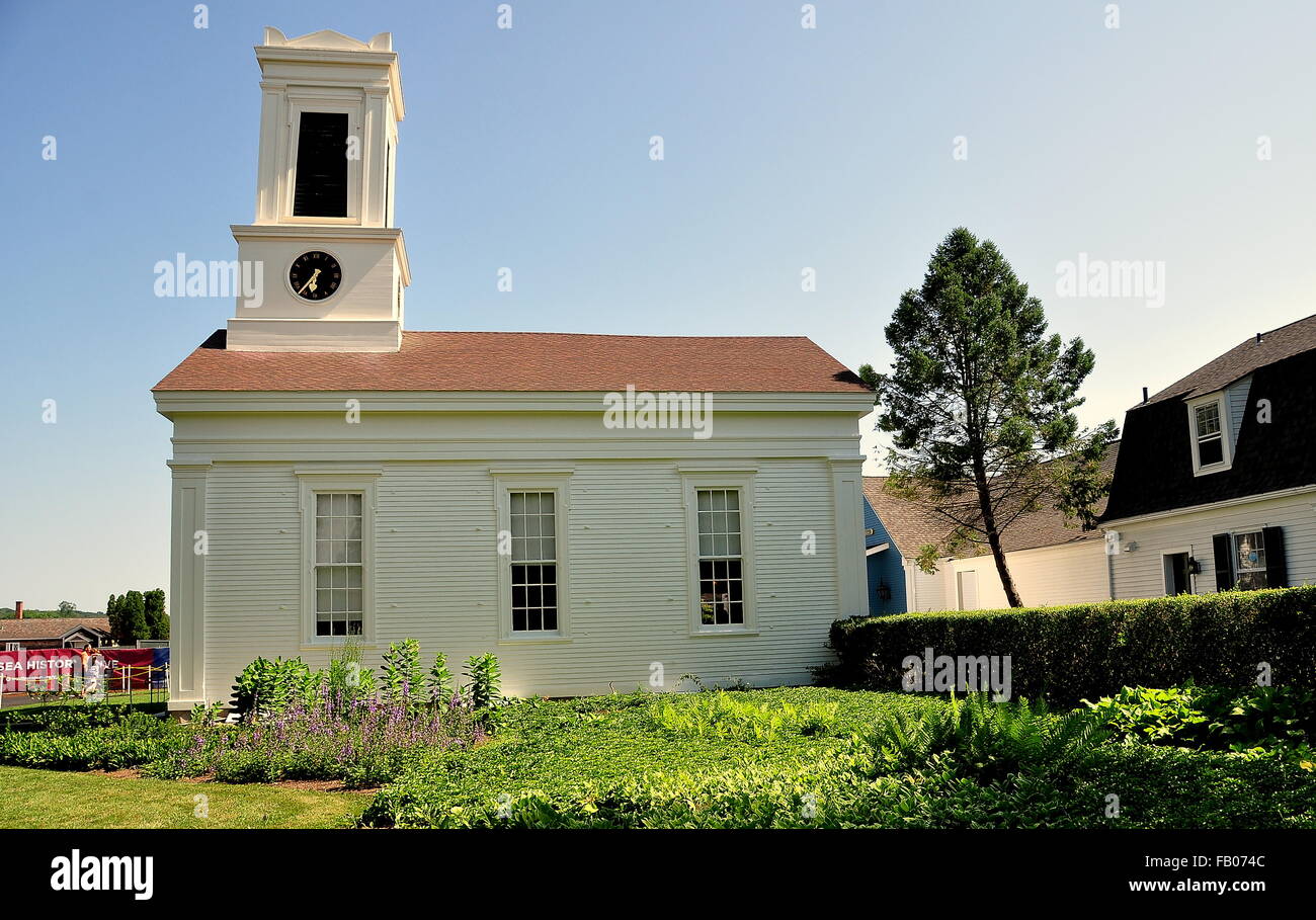 Mystic, Connecticut : 1851 Greenmanville legno prima chiesa battista di Mystic Seaport Museum Foto Stock