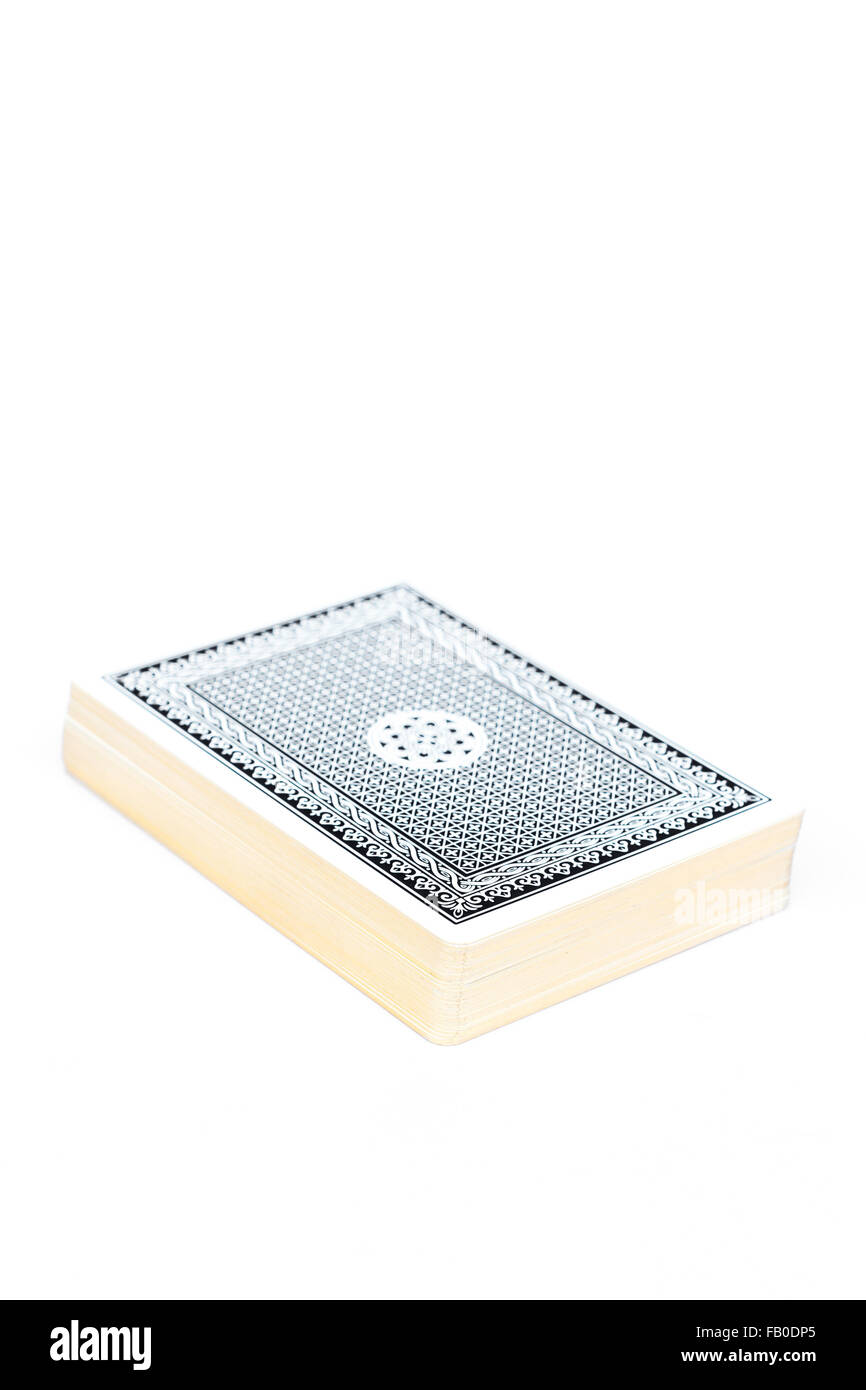 Blue mazzo di carte da gioco isolato su sfondo bianco, stock photo Foto Stock