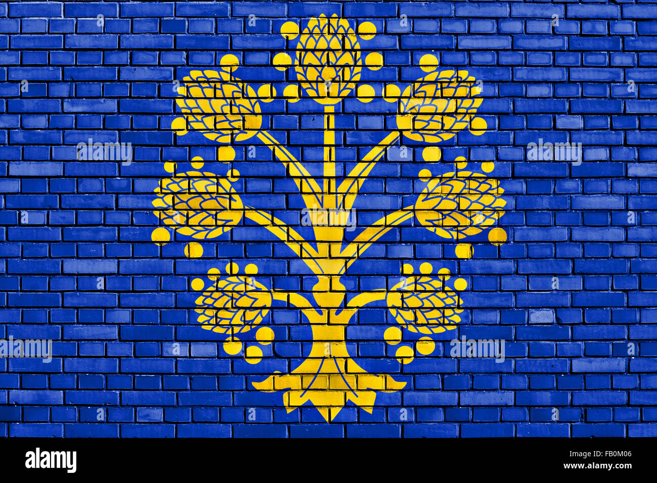 Bandiera della Appleby-in-Westmoreland dipinta su un muro di mattoni Foto Stock