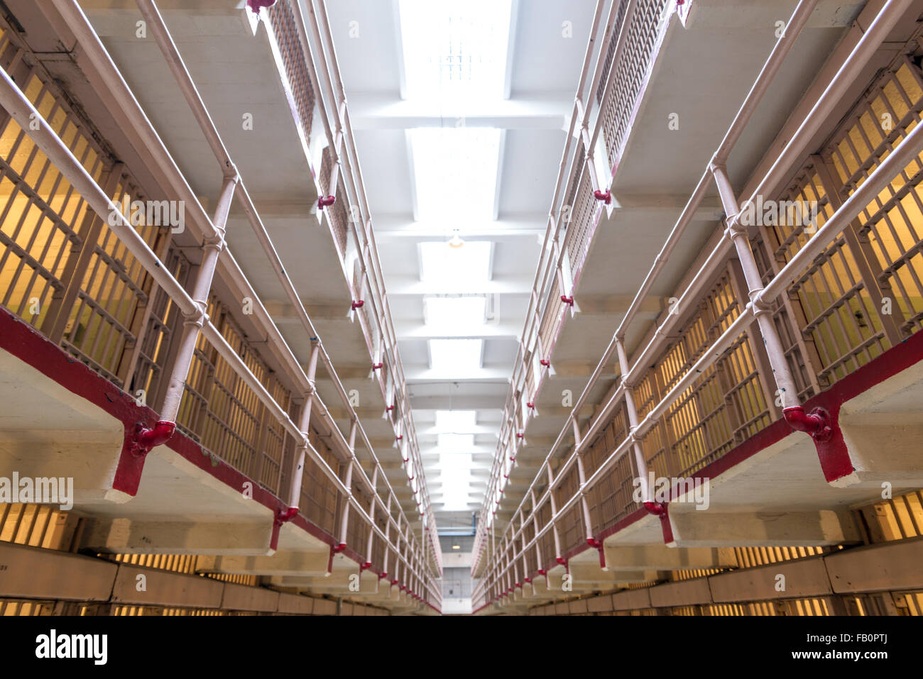 Blocco di cella interno alla prigione di Alcatraz Foto Stock