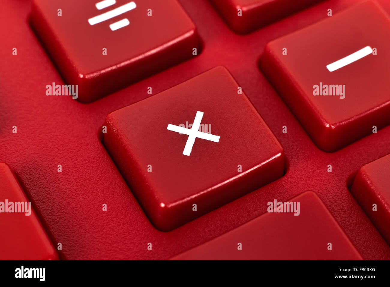 Rosso Calcolatrice moderna tastiera, Super Close Up Foto Stock