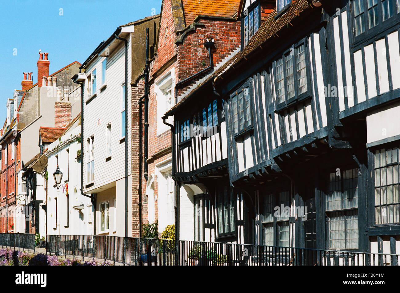 Hastings Old town houses, su tutti i Santi Street, Sussex, Regno Unito Foto Stock