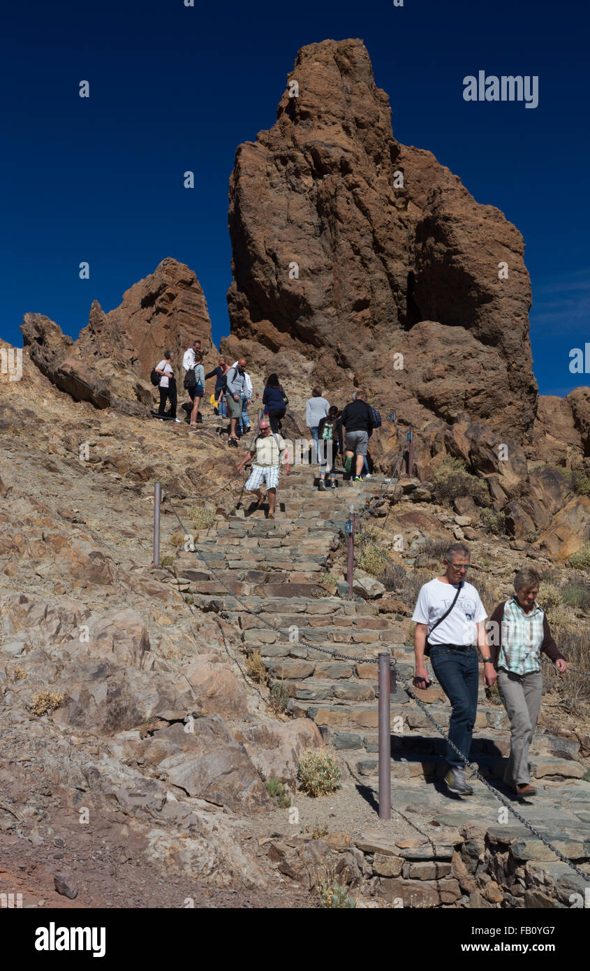 Los Roques de Garcia, Monte Parco Nazionale del Teide, Tenerife, Isole Canarie, Spagna Foto Stock