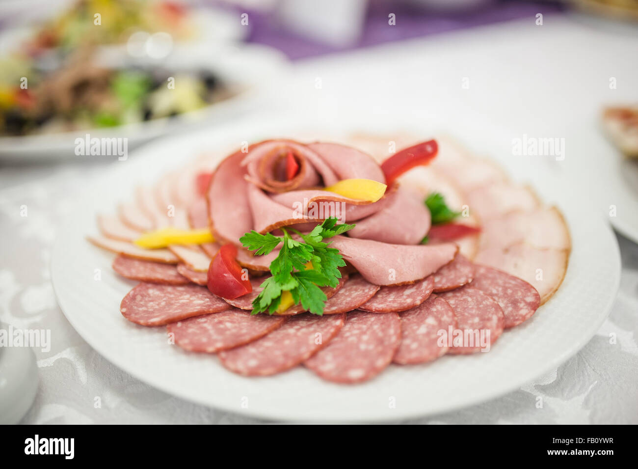 Bella e il cibo gustoso sul ricevimento di nozze Foto Stock
