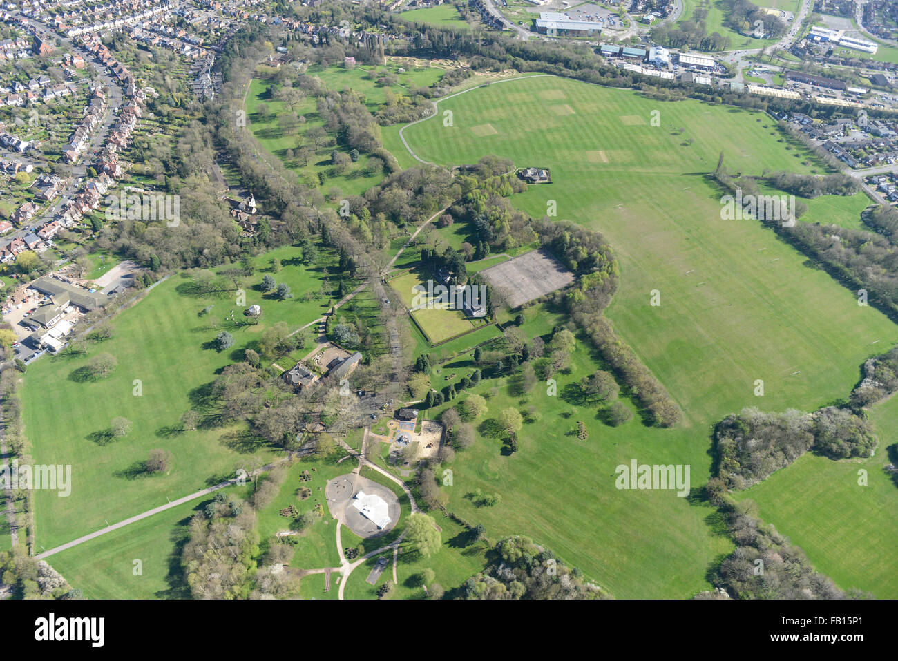 Una veduta aerea di Western Park in Leicester Foto Stock