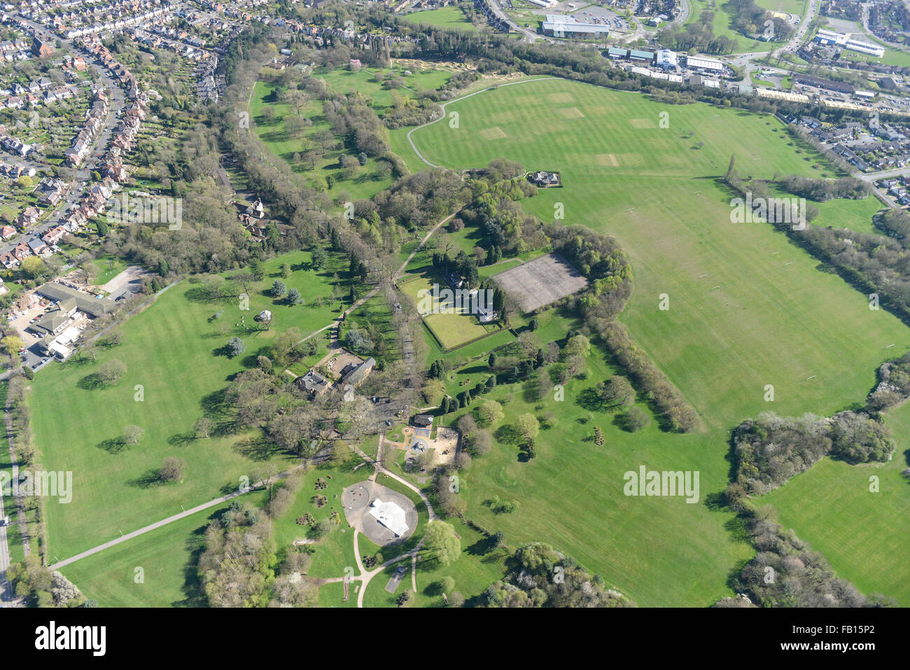Una veduta aerea di Western Park in Leicester Foto Stock