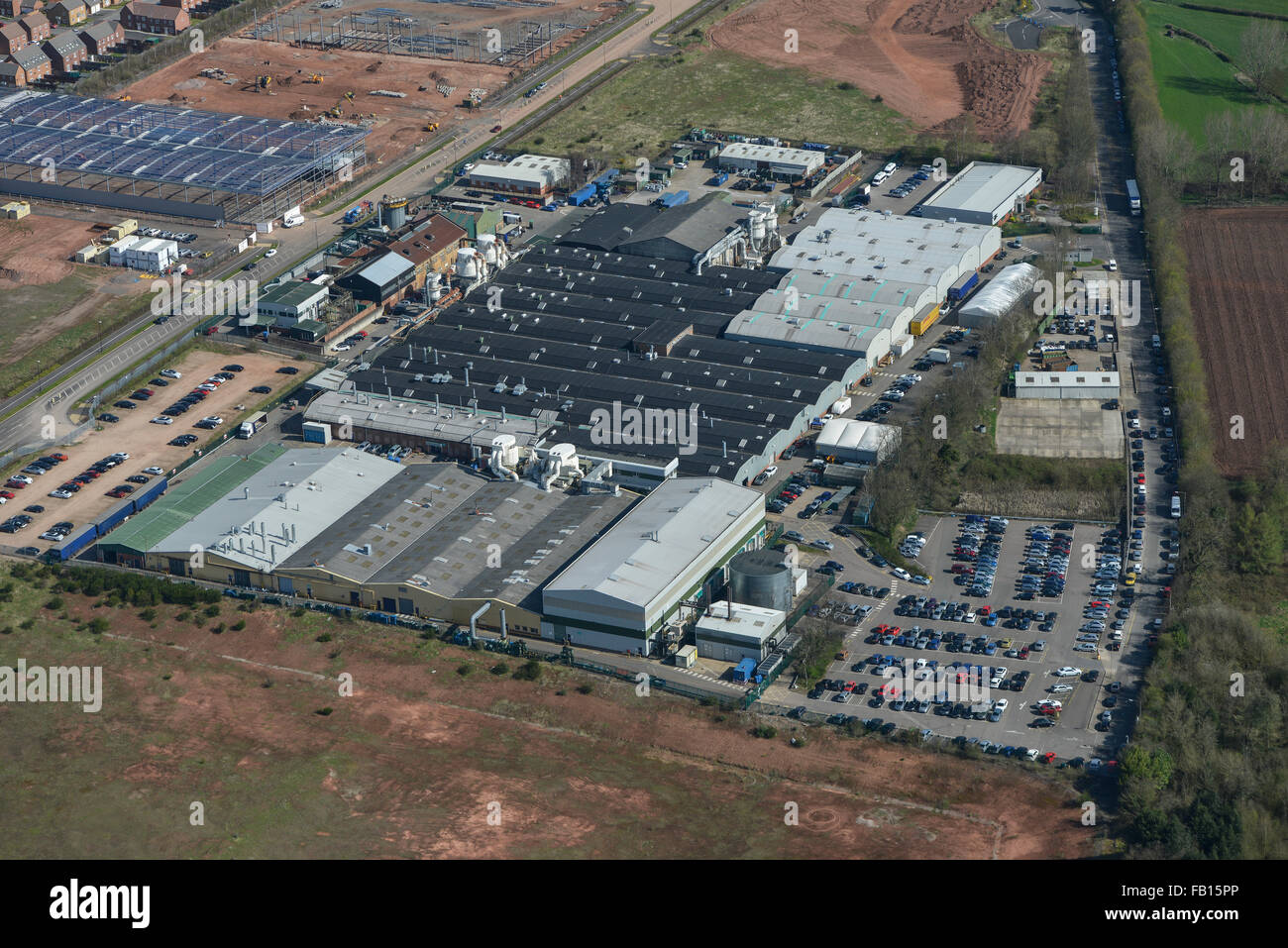 Una vista aerea dell'ex stabilimento Jaguar di Browns Lane, Coventry Foto Stock