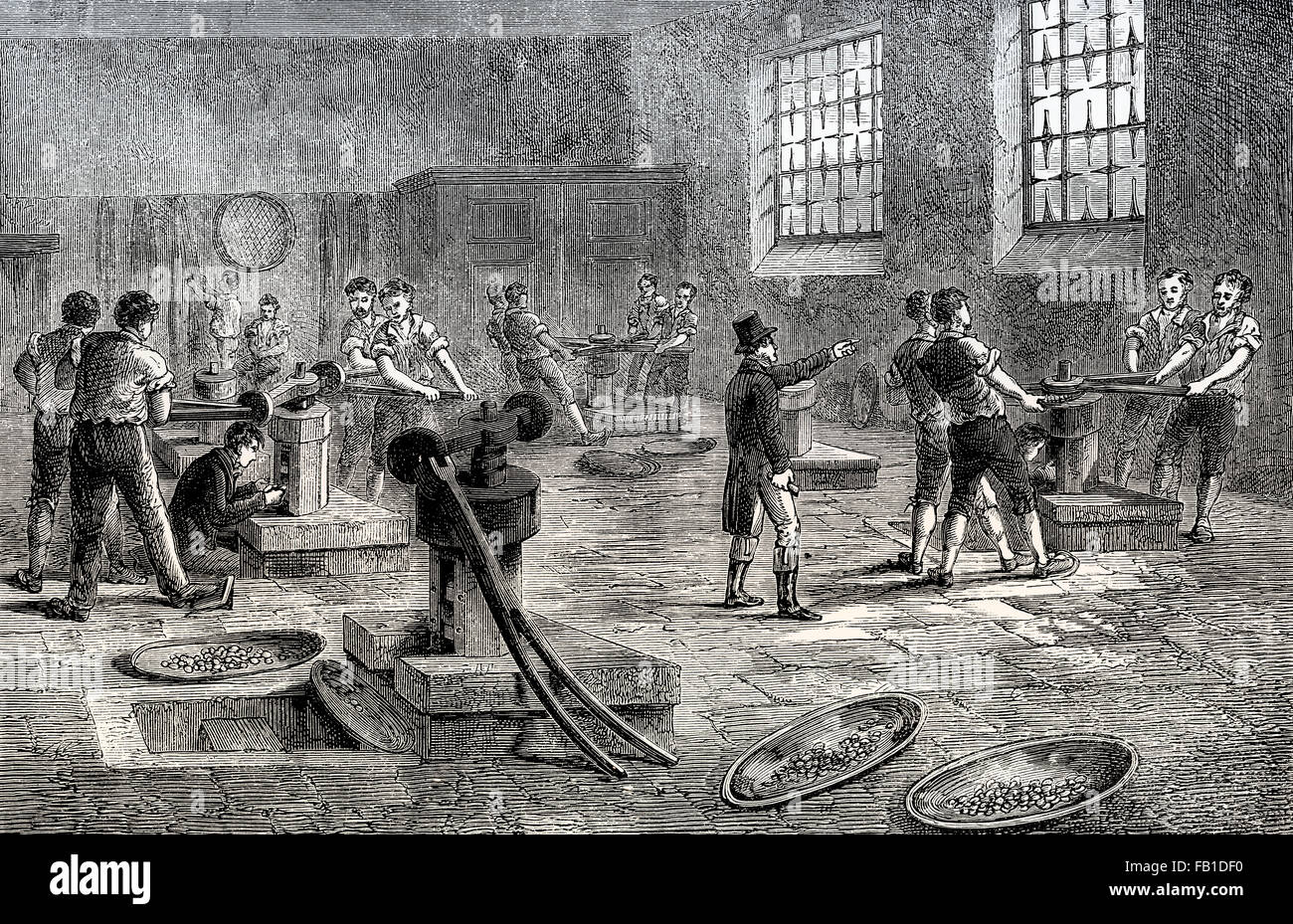 Il Royal Mint, produzione di monete del Regno Unito, 1800 Foto Stock