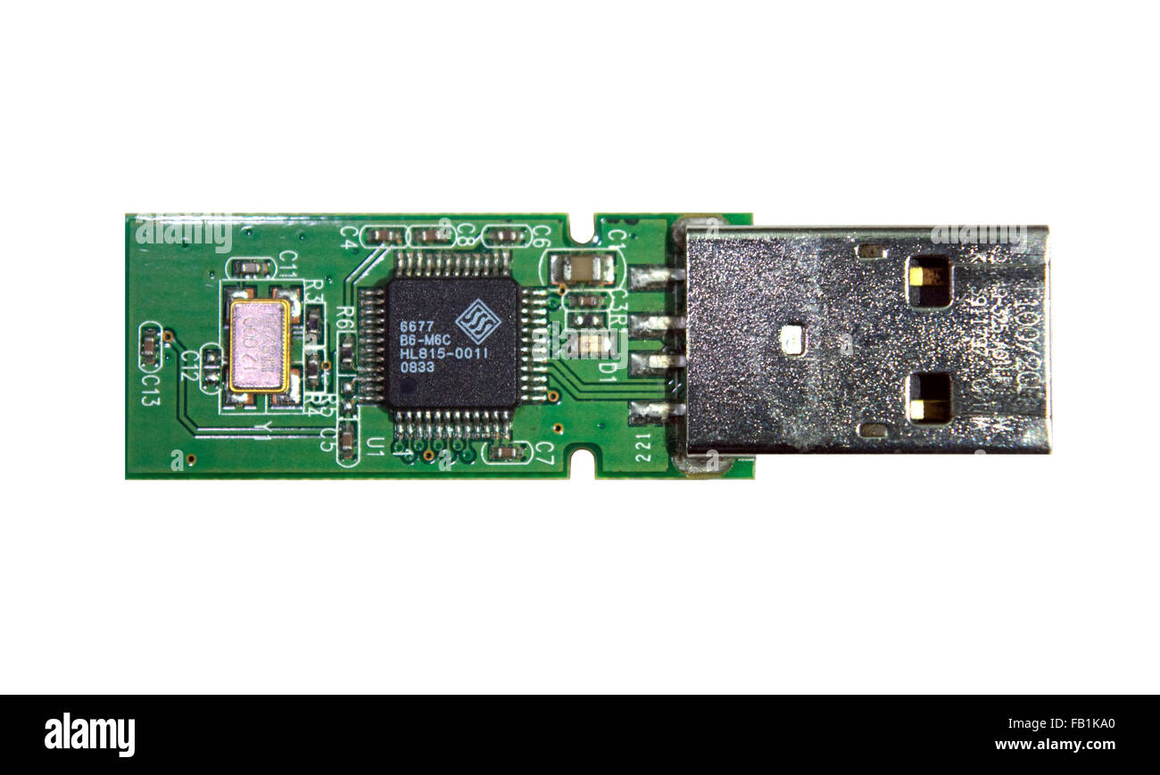 Componenti interni dell'unità di archiviazione USB Foto Stock