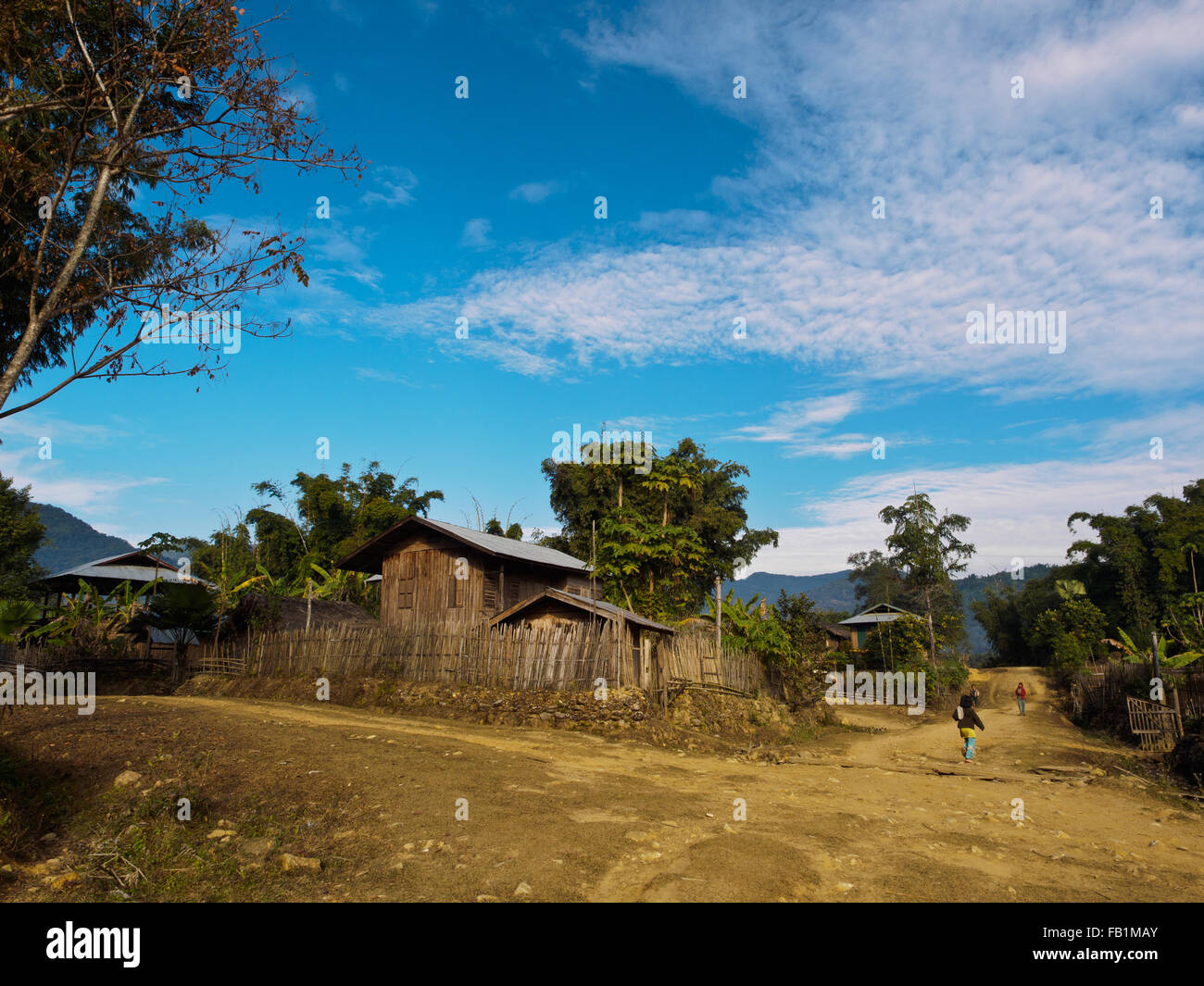 Un Lisu villaggio nel nord del Myanmar Foto Stock