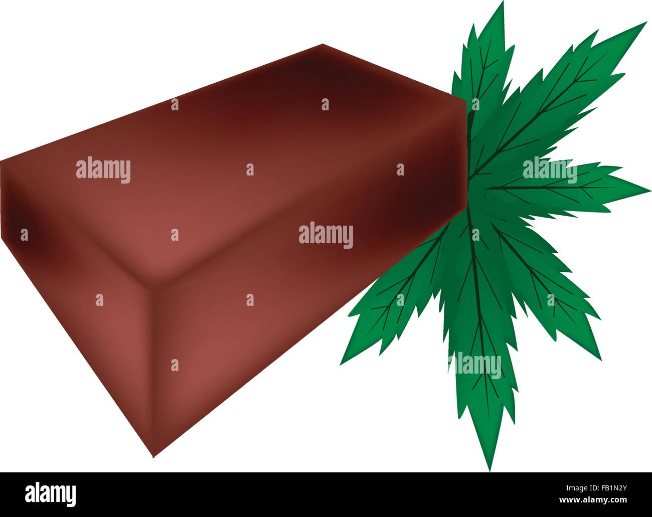 Tradizionale Giapponese, Dessert YOKAN o barra di gelatina dolce fatto di pasta di fagiolo rossa, Agar e zucchero isolato su sfondo bianco. Illustrazione Vettoriale