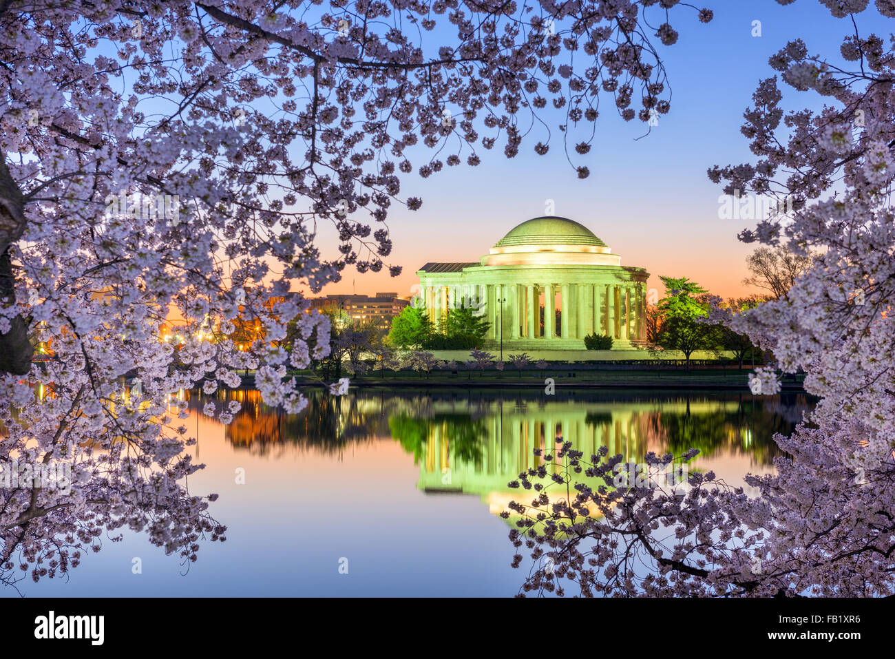 Washington, DC al Jefferson Memorial durante la primavera. Foto Stock