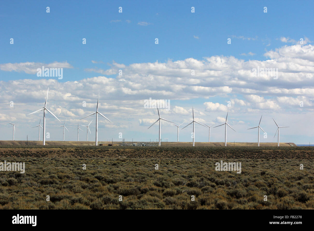 Fattoria eolica turbine Foto Stock