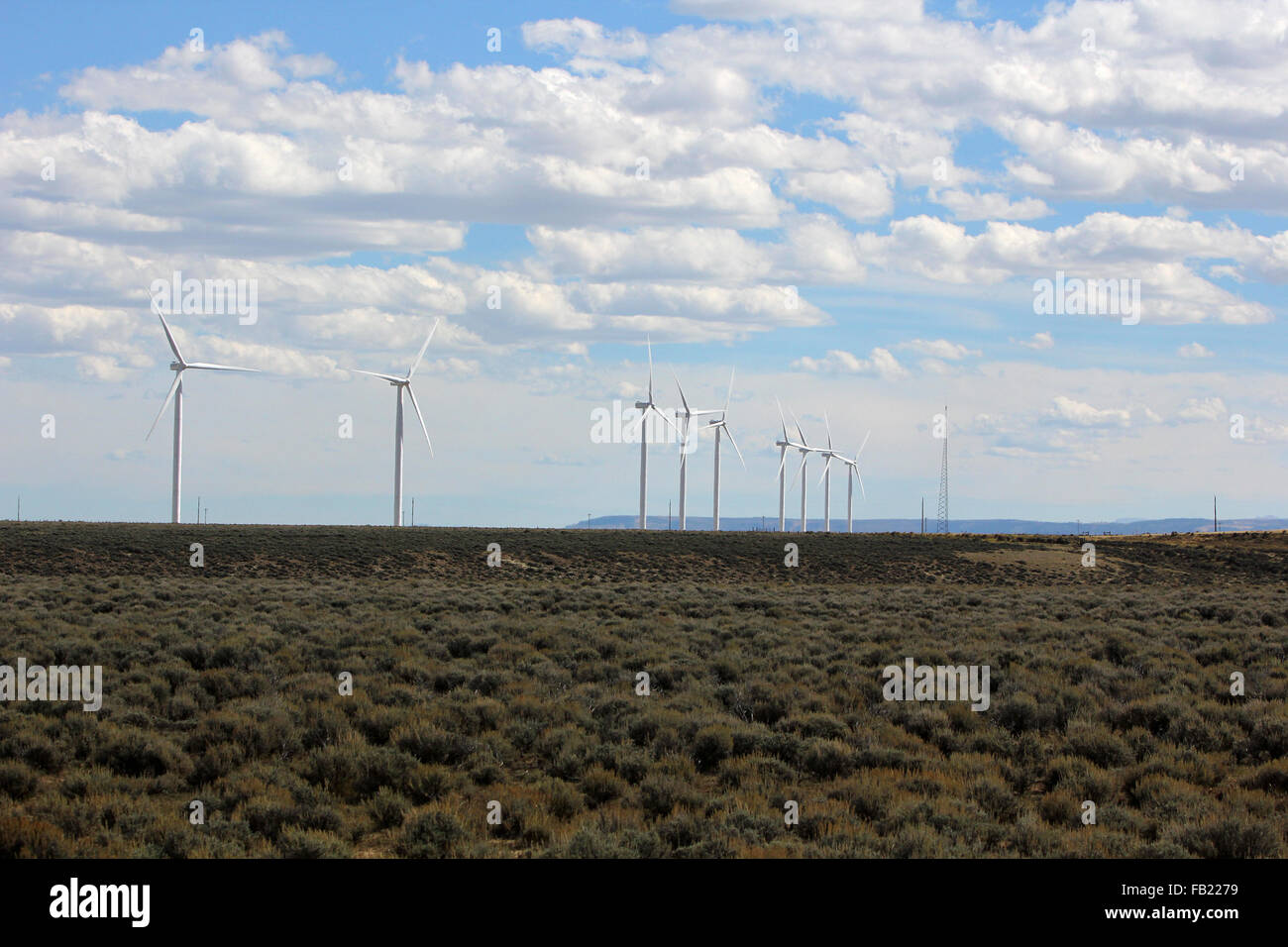 Fattoria eolica turbine Foto Stock