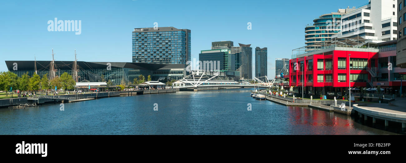 Fiume Yarra da Spencer Bridge St, Melbourne, Victoria, Australia Foto Stock