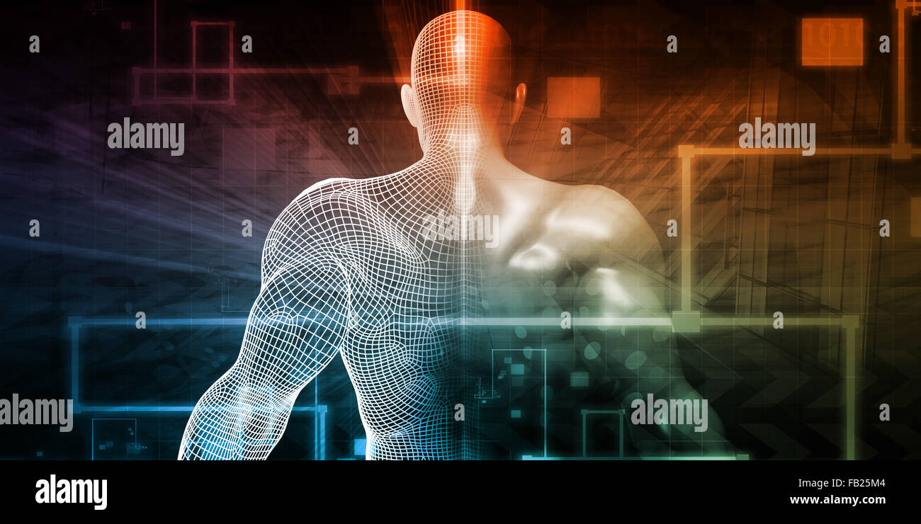 La tecnologia digitale con Humanoid come un concept futuristico Foto Stock