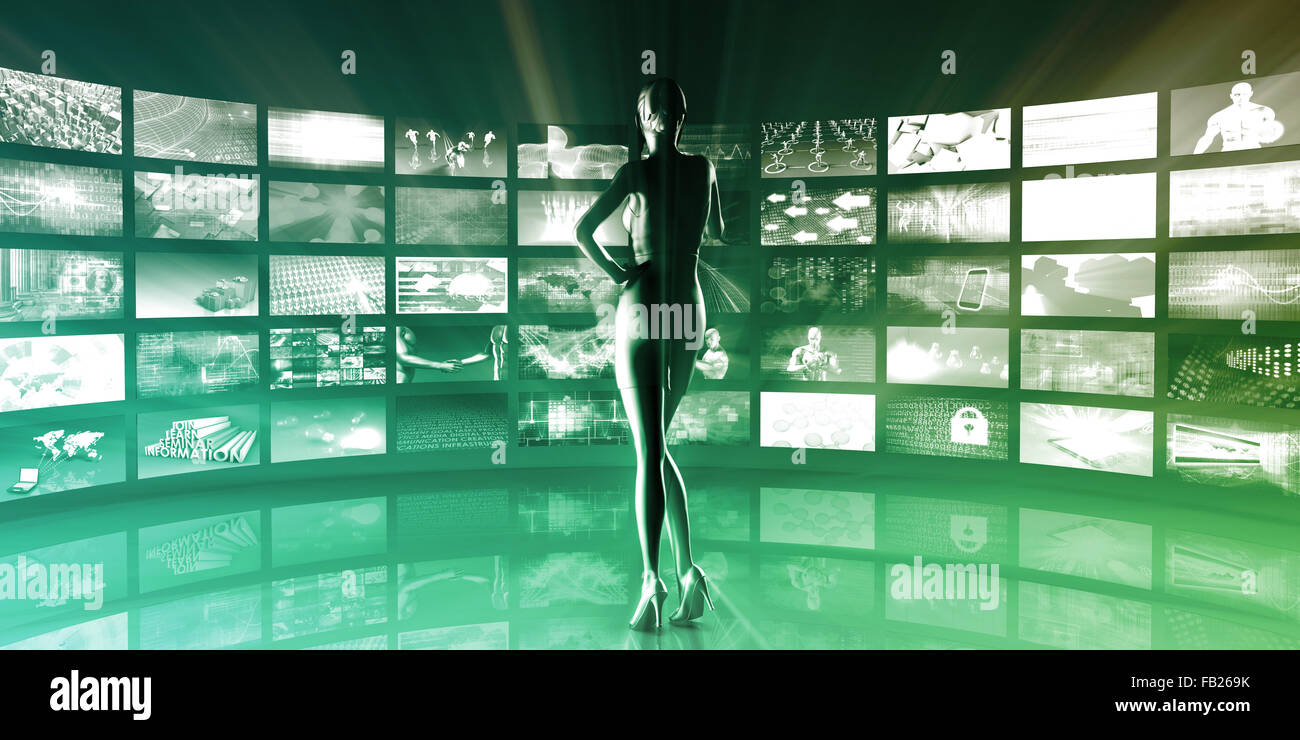 Intrattenimento multimediale con un avveniristico Video Gallery Art Foto Stock