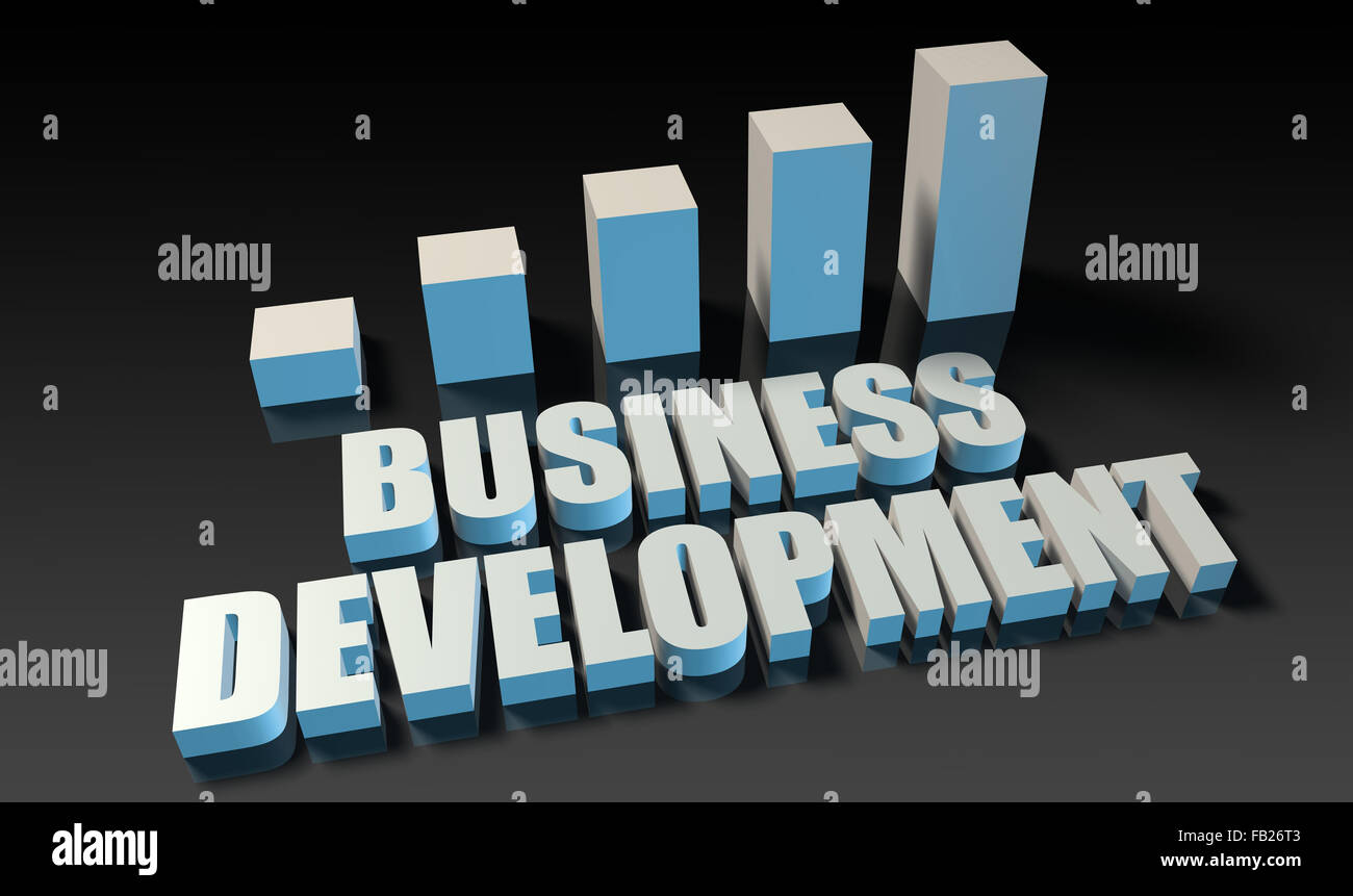 Sviluppo di business grafico grafico in 3D su Blu e nero Foto Stock